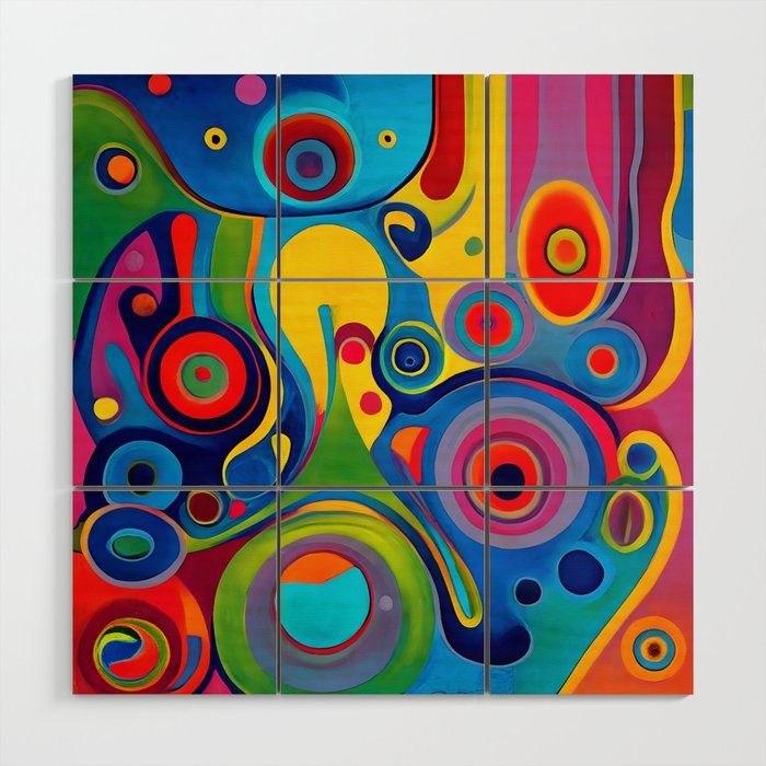 1960s Funky Psychedelic Abstract Wood Wall Art Gallery Image 1