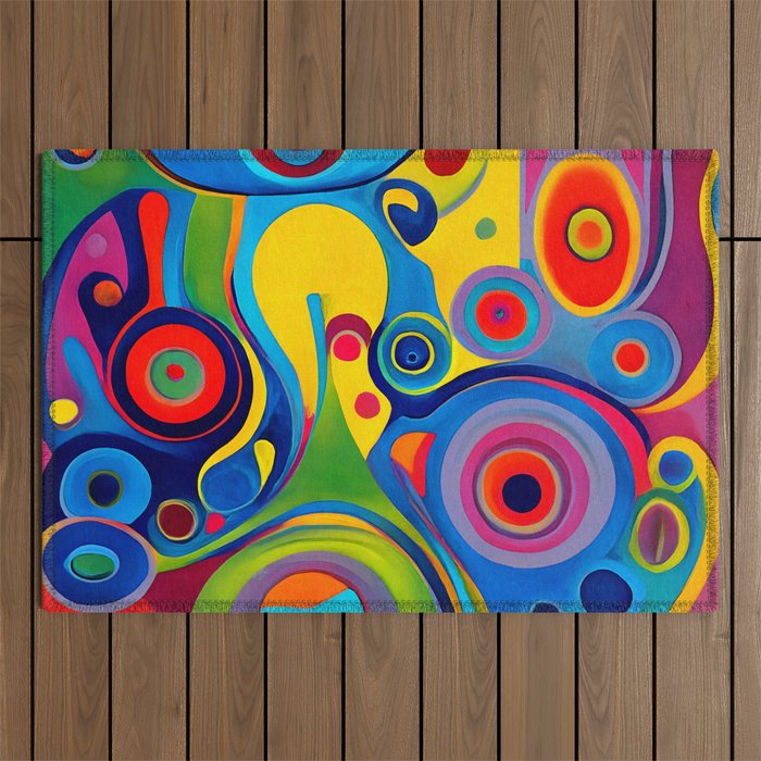 1960s Funky Psychedelic Abstract Outdoor Rug Gallery Image 1