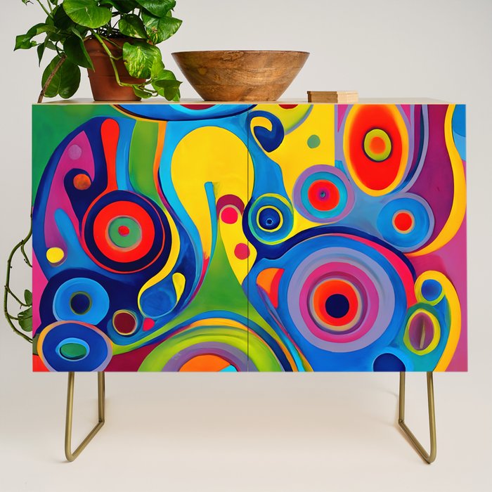 1960s Funky Psychedelic Abstract Credenza Gallery Image 1