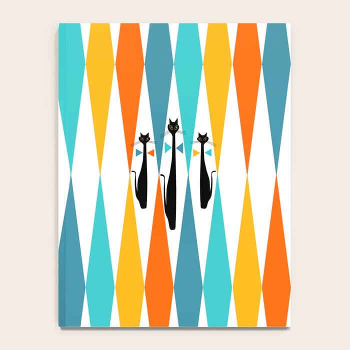 MidCentury Modern Art 10 Jester Cats Notebook Gallery Image 4