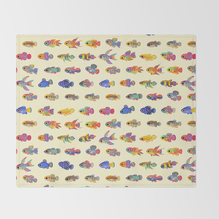 Killifish! - yellow Throw Blanket Gallery Image 2
