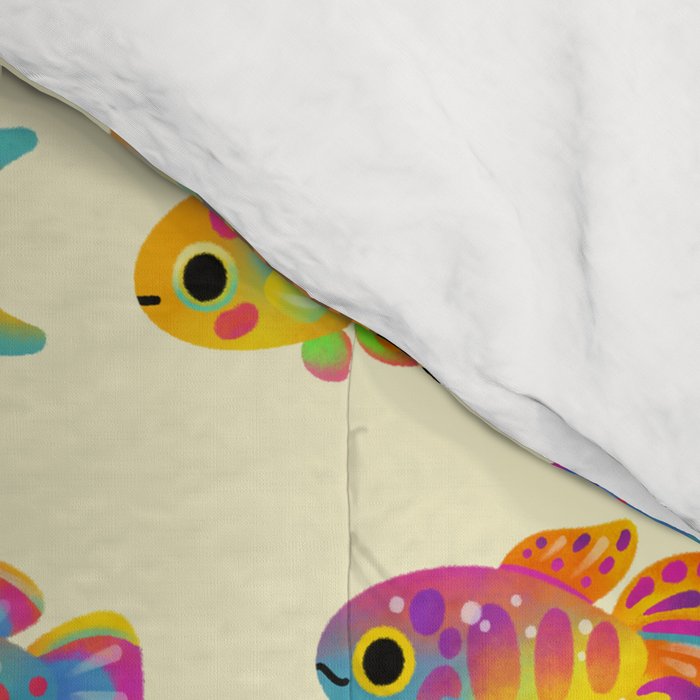 Killifish! - yellow Comforter Gallery Image 4