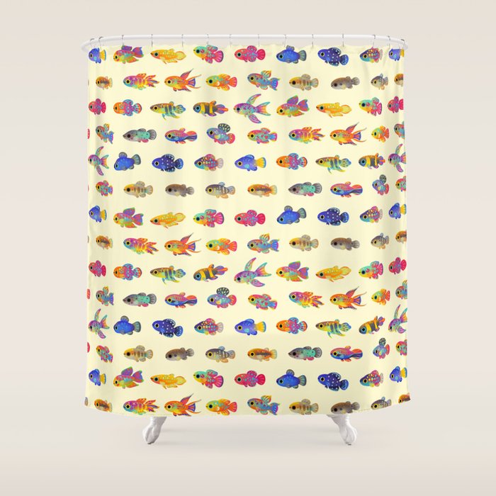 Killifish! - yellow Shower Curtain Gallery Image 1
