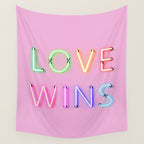 LOVE WINS - Rainbow Neon Wall Tapestry Gallery Image 4