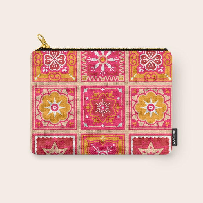 Talavera Mexican Tile - Hot Pink & Orange Palette Carry All Pouch Gallery Image 1