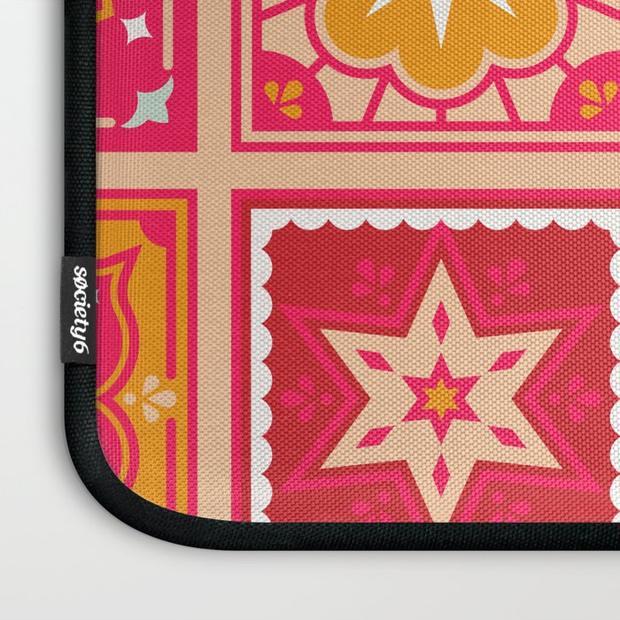 Talavera Mexican Tile - Hot Pink & Orange Palette Laptop Sleeve Gallery Image 3