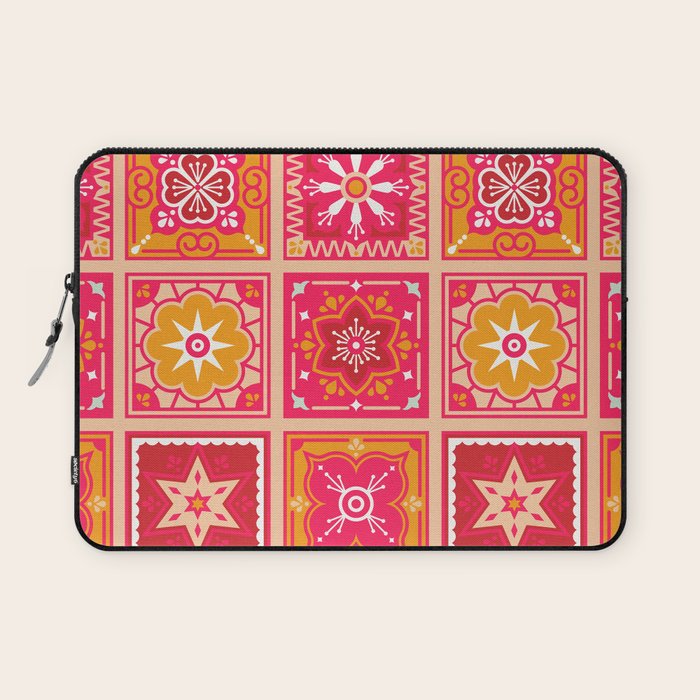 Talavera Mexican Tile - Hot Pink & Orange Palette Laptop Sleeve Gallery Image 1