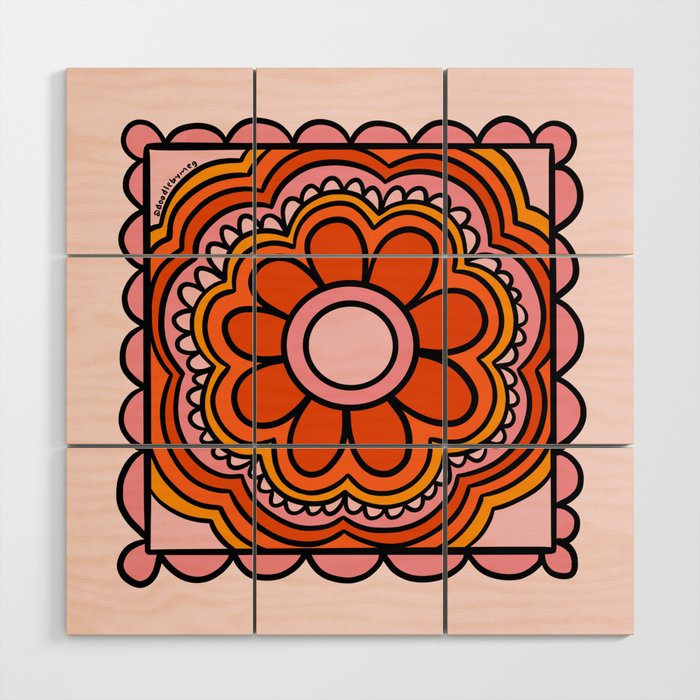 Flower Granny Square Wood Wall Art Gallery Image 1
