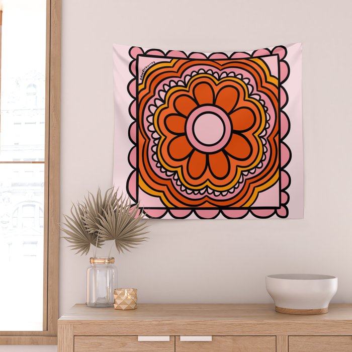 Flower Granny Square Wall Tapestry Gallery Image 2