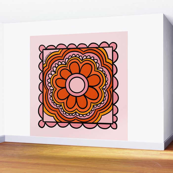 Flower Granny Square Wall Mural Gallery Image 2