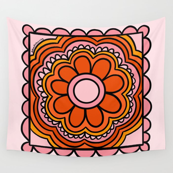 Flower Granny Square Wall Tapestry Gallery Image 1