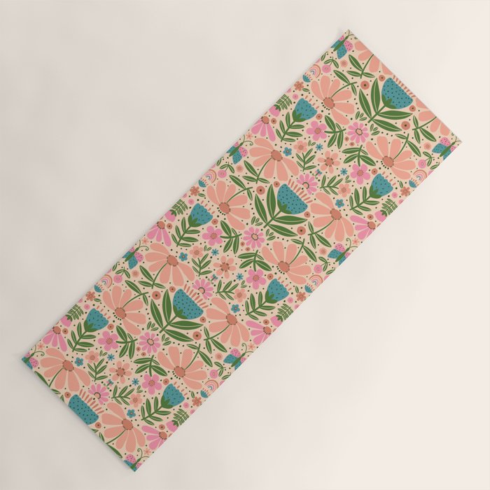 Pretty Floral - sweet pink Yoga Mat Gallery Image 1