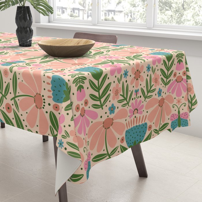 Pretty Floral - sweet pink Tablecloth Gallery Image 3