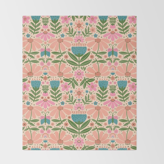 Pretty Floral - sweet pink Throw Blanket Gallery Image 2