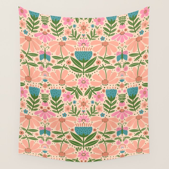 Pretty Floral - sweet pink Wall Tapestry Gallery Image 4