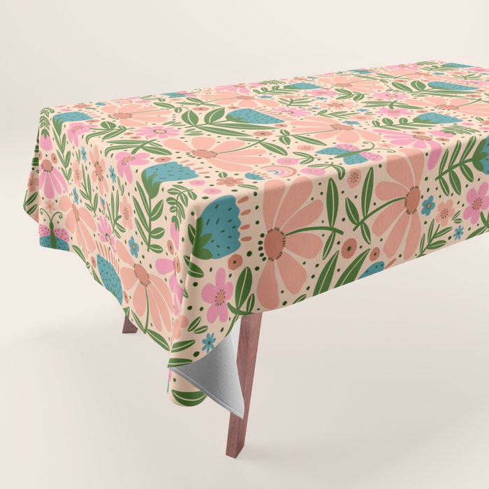 Pretty Floral - sweet pink Tablecloth Gallery Image 1