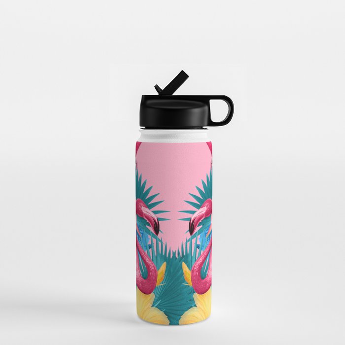 Flamingo and Tropical garden Water Bottle Gallery Image 1