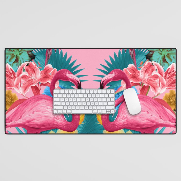 Flamingo and Tropical garden Desk Mat Gallery Image 1