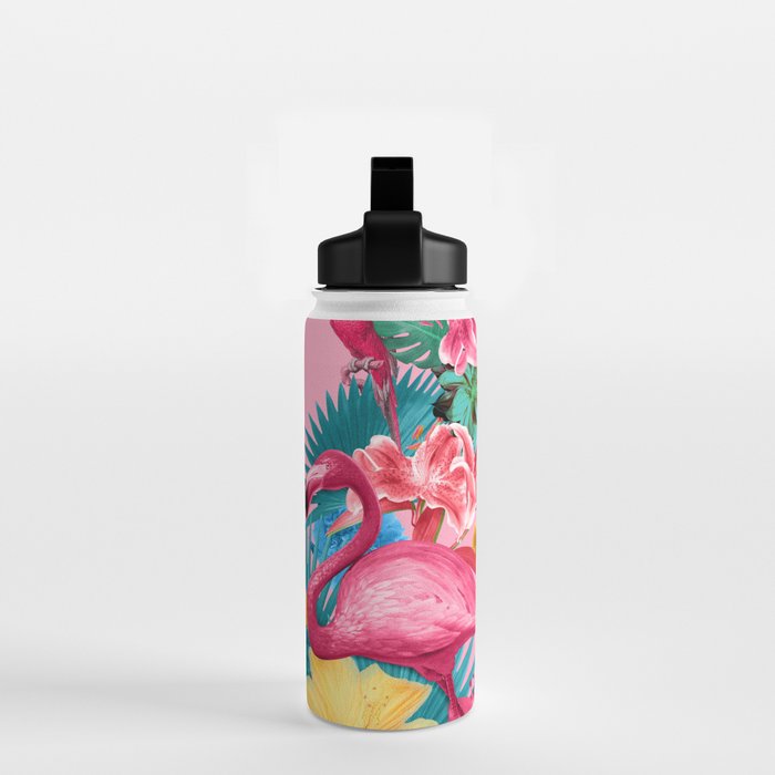 Flamingo and Tropical garden Water Bottle Gallery Image 2