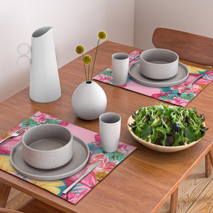 Flamingo and Tropical garden Placemat Gallery Image 2