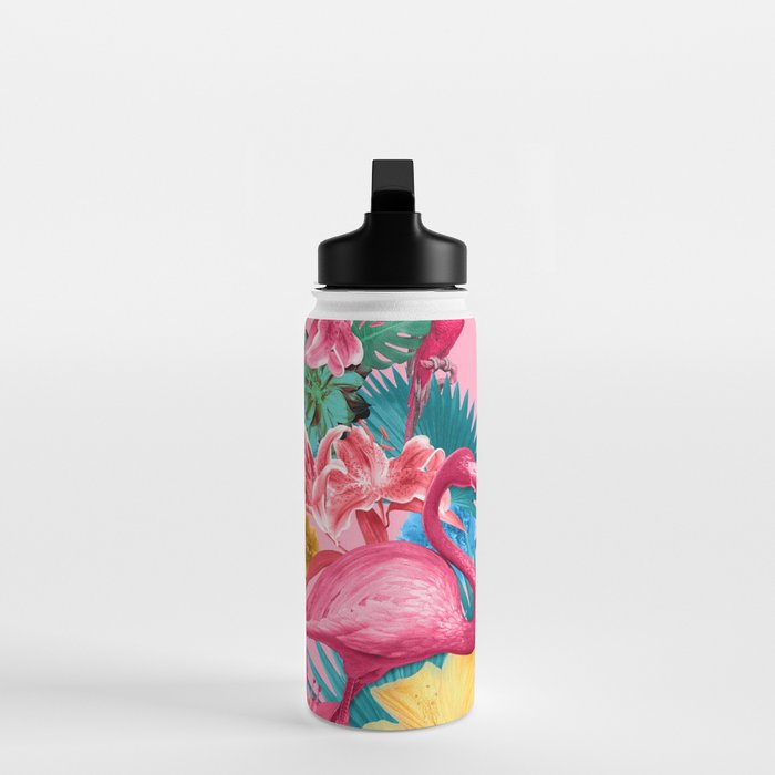 Flamingo and Tropical garden Water Bottle Gallery Image 3