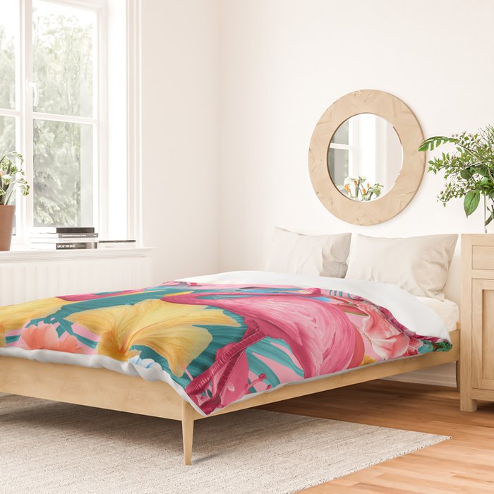 Flamingo and Tropical garden Duvet Cover Gallery Image 2