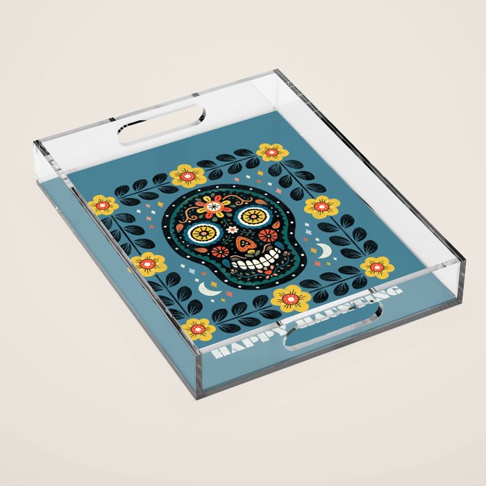 Happy Haunting | Day of Dead Skull Acrylic Tray Gallery Image 1