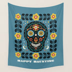 Happy Haunting | Day of Dead Skull Wall Tapestry Gallery Image 4