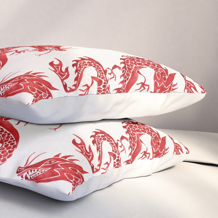 Chinese Dragon - Crimson Palette Pillow Sham Gallery Image 3