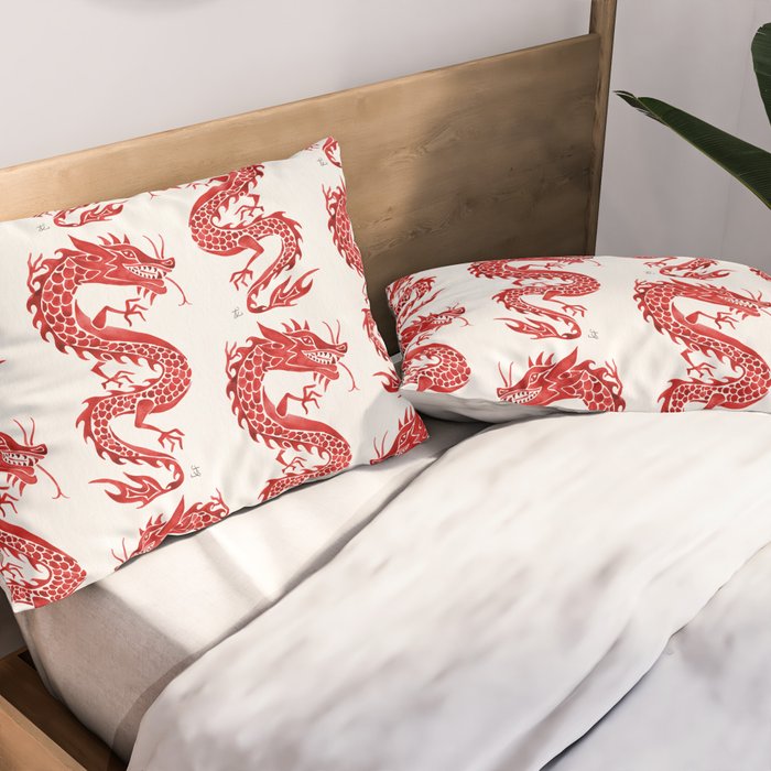 Chinese Dragon - Crimson Palette Pillow Sham Gallery Image 2