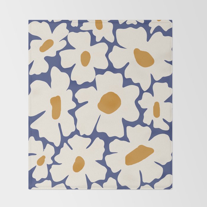Boho Blue blossom garden  Throw Blanket Gallery Image 2
