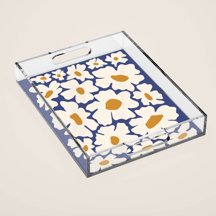 Boho Blue blossom garden  Acrylic Tray Gallery Image 1