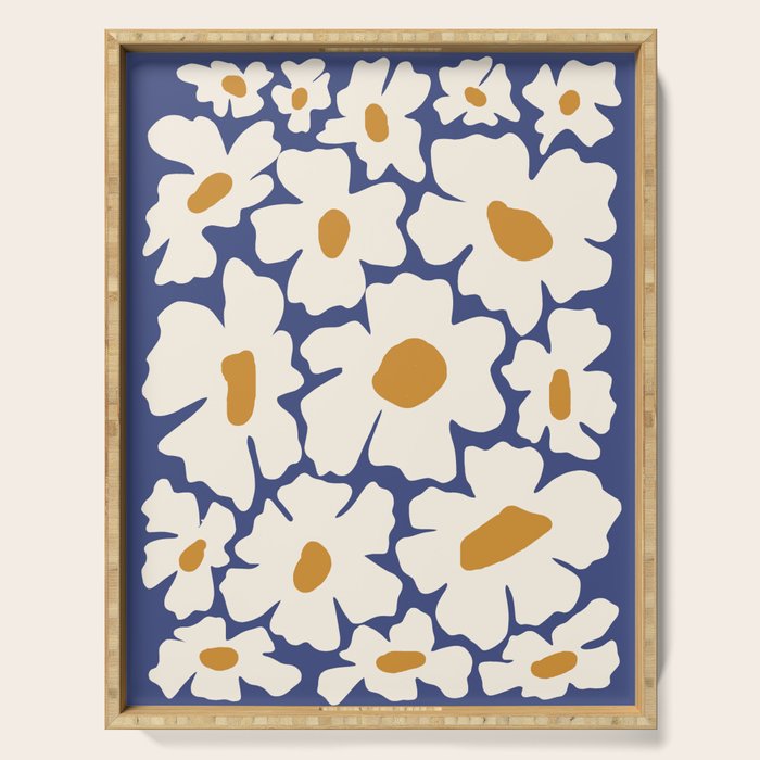 Boho Blue blossom garden  Serving Tray Gallery Image 1