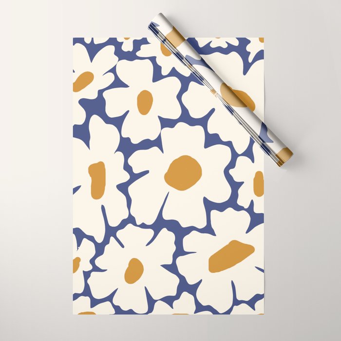 Boho Blue blossom garden  Wrapping Paper Gallery Image 1