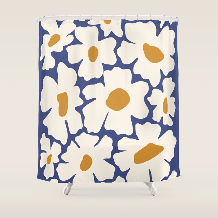 Boho Blue blossom garden  Shower Curtain Gallery Image 1