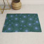 Make A Wish Dandelion Pattern in Forest Green & Blue Rug Gallery Image 1