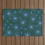 Make A Wish Dandelion Pattern in Forest Green & Blue Outdoor Rug Gallery Image 1