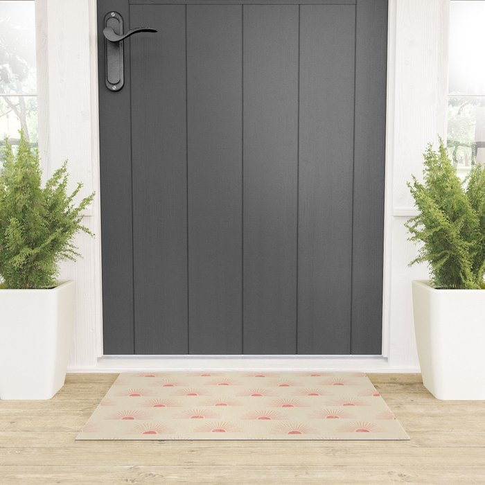 Sunrise - pink and cream Welcome Mat Gallery Image 3