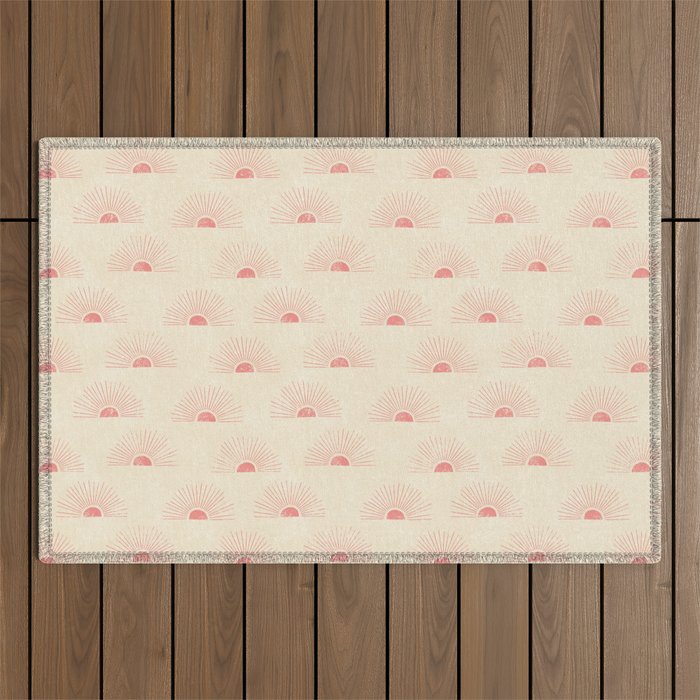 Sunrise - pink and cream Outdoor Rug Gallery Image 1