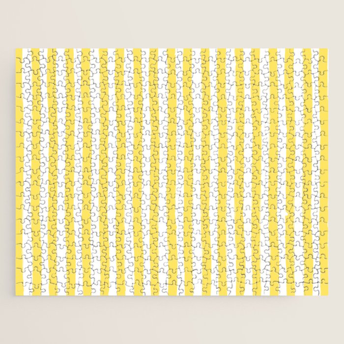 Yellow and White Cabana Stripes Palm Beach Preppy Jigsaw Puzzle Gallery Image 1