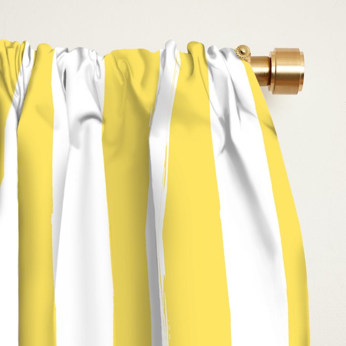 Yellow and White Cabana Stripes Palm Beach Preppy Window Curtain Gallery Image 2