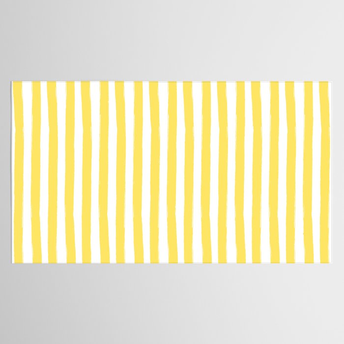 Yellow and White Cabana Stripes Palm Beach Preppy Tablecloth Gallery Image 2