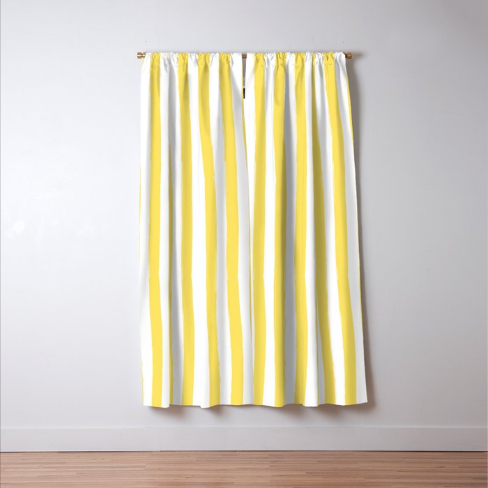 Yellow and White Cabana Stripes Palm Beach Preppy Window Curtain Gallery Image 3