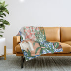 Moroccan Bath With Plants #botanical #illustration Throw Blanket Gallery Image 1