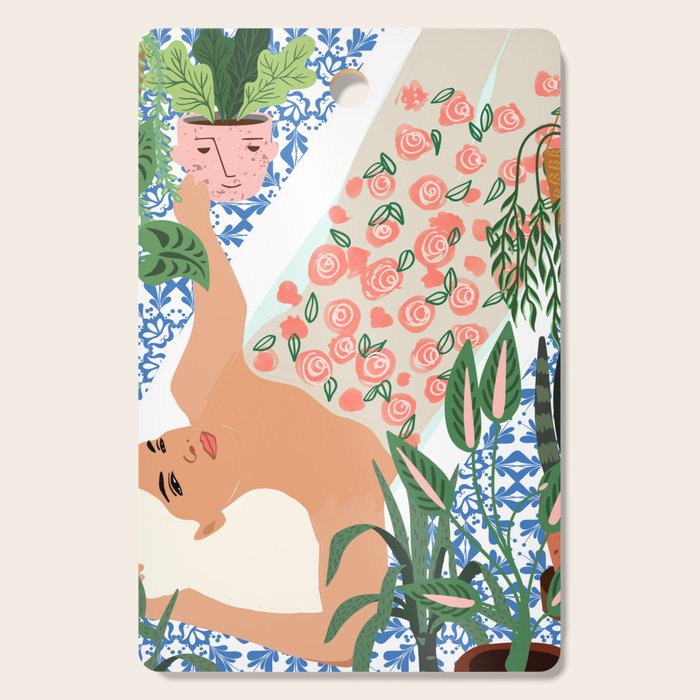 Moroccan Bath With Plants #botanical #illustration Cutting Board Gallery Image 1