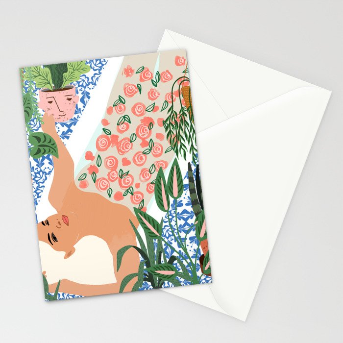 Moroccan Bath With Plants #botanical #illustration Stationery Card Gallery Image 2