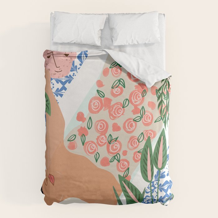 Moroccan Bath With Plants #botanical #illustration Duvet Cover Gallery Image 6