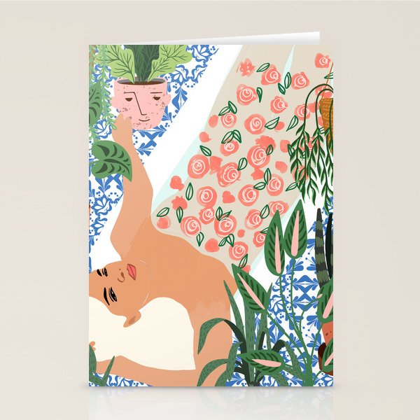 Moroccan Bath With Plants #botanical #illustration Stationery Card Gallery Image 1