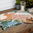 Moroccan Bath With Plants #botanical #illustration Outdoor Rug Gallery Image 2