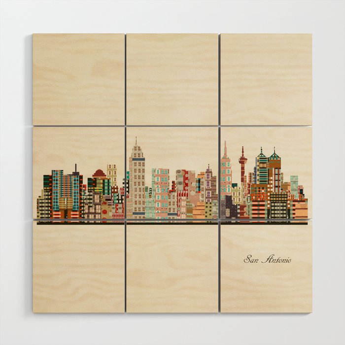 san antonio skyline Wood Wall Art Gallery Image 1